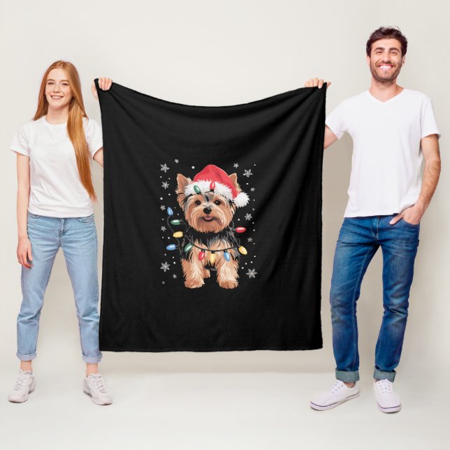 Manta Polar Regalo de Navidad de Yorkie Perro Largo (In situ)