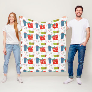 Manta Polar Regalo de Navidad Moderno de Mitad de Siglo y Caña