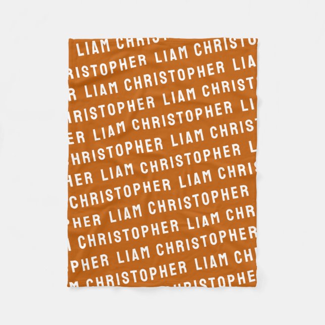 Manta Polar Regalo de nombre de bebé personalizado del Naranja (Anverso)