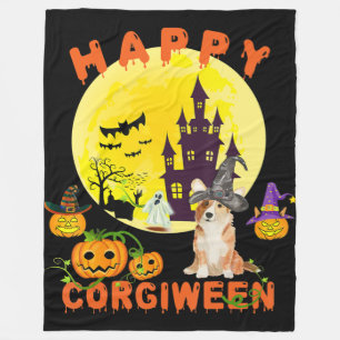 Manta Polar Regalo de perro   Happy Corgiween Halloween Corgi
