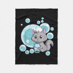 Manta Polar Regalo de té de burbuja de gato   Gracioso diseño 