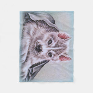 Manta Polar regalo fornido del arte del perro del dibujo del
