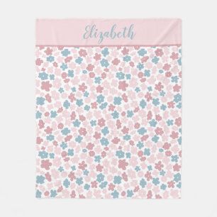 Manta Polar Regalo moderno boho floral rosa azul monograma
