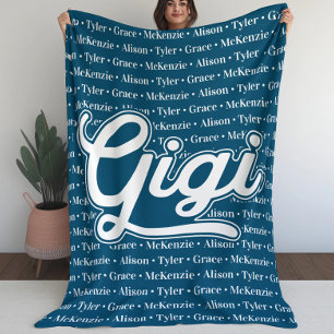 Manta Polar Regalo para Gigi con nombres de nietos