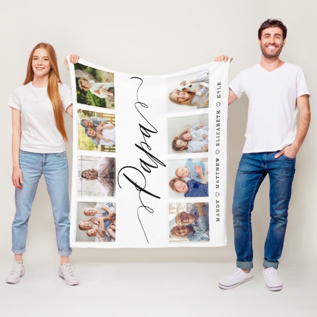 Manta Polar Regalo para papá| Collage de fotos de nietos (In situ)