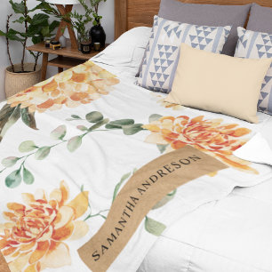 Manta Polar Regalo personalizado de flores modernas amarillo y