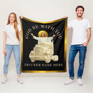 Manta Polar Regalo personalizado para camionero "DIOS ESTÉ CON