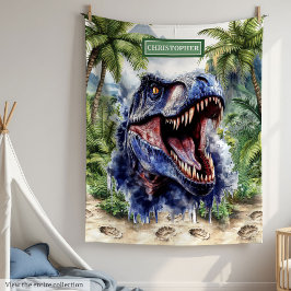 Manta Polar Regalo único de cumpleaños personalizado T-Rex Bla