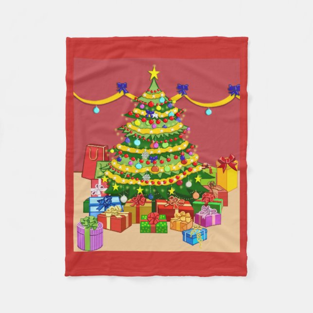 Manta Polar Regalos bajo el árbol de Navidad (Anverso)