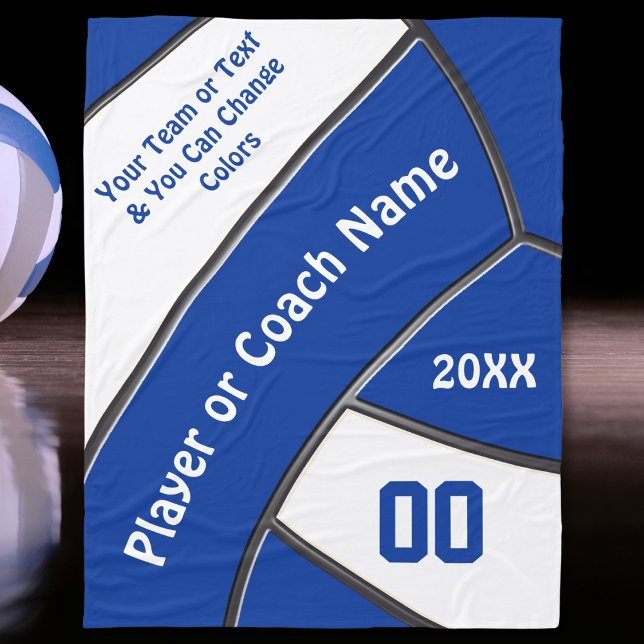 Manta Polar Regalos de voleibol personalizados para jugadores  (Volleyball Fleece Blanket. Gift ideas for Volleyball Coaches. Gifts for Volleyball Seniors. Blue.)