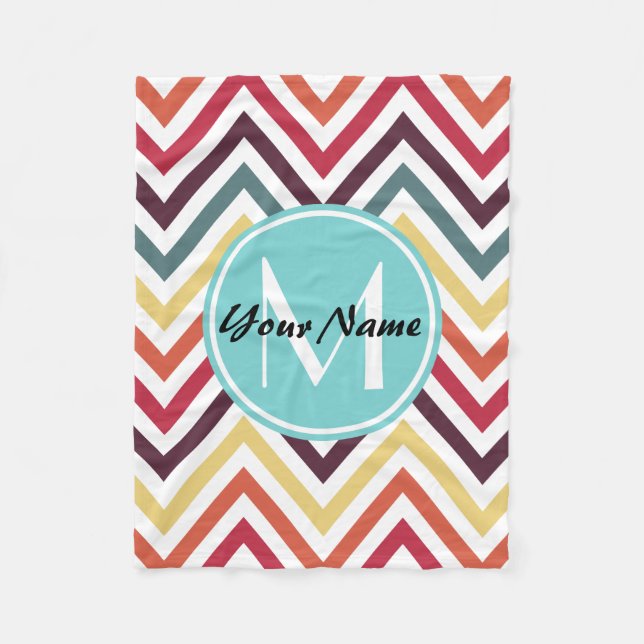 Manta Polar Regalos Monogramados Modernos De Moda Chevron (Anverso)