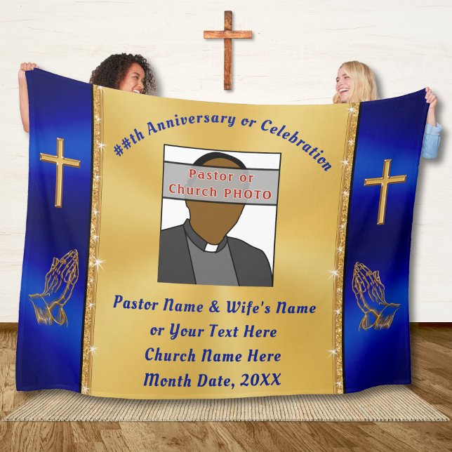 Manta Polar Regalos únicos para el Día de Apreciación del Past (Personalized Gifts for Pastors with Pastor and First Lady PHOTO. Great gifts for Pastors, and Wife.)