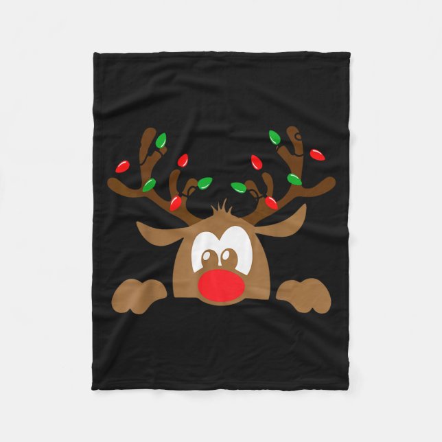 Manta Polar Reindeer Face Matching Family Christmas Deer Girl  (Anverso)