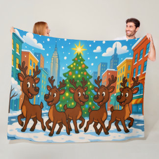 Manta Polar Reindeer Fleece Christmas Blanket