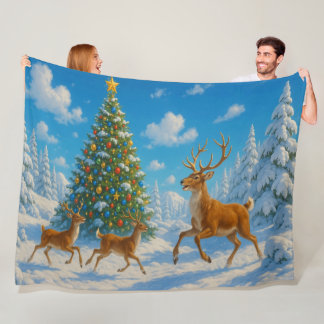 Manta Polar Reindeer Fleece Christmas Blanket