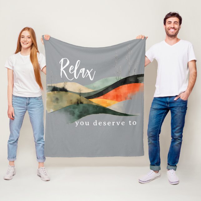 Manta Polar "Relax You Deserve To" Rolling HillsFleece Blanket (In situ)