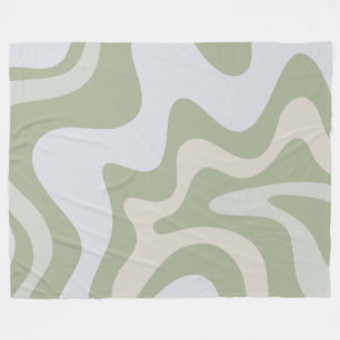 Manta Polar Remolinos abstractos de salvia verde retro alucina