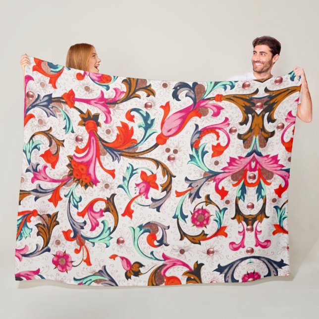 MANTA POLAR RENAIMIENTO FLORENTINO ROJO REMOLINOS FLORALES, FL (In situ)