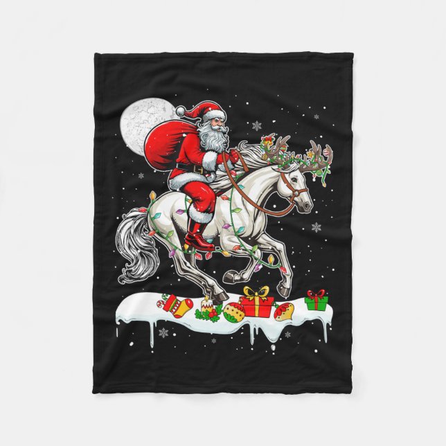 Manta Polar Rendero de caballos de Santa Rige Xmas Granja aman (Anverso)