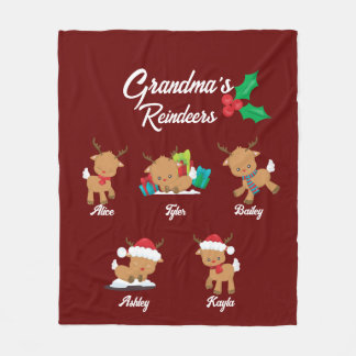 Manta Polar Reno de la abuela 5 nietos Personalizados nombran
