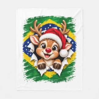 Manta Polar Reno de Navidad Brasileño