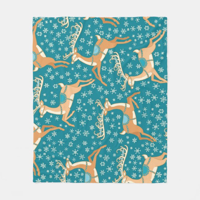 Manta Polar Reno navidad: Vintage Seamless Pattern. (Anverso)