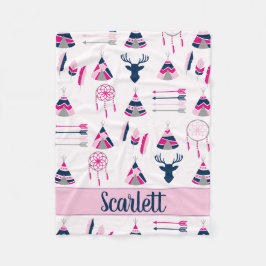 Manta Polar Reno rosa y azul del suroeste