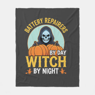 Manta Polar Reparador De Pilas De Halloween Bruja Por La Noche