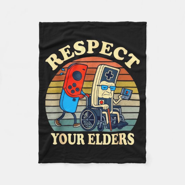 Manta Polar Respect Your Elders Gaming Control Retro Funny Gam (Anverso)