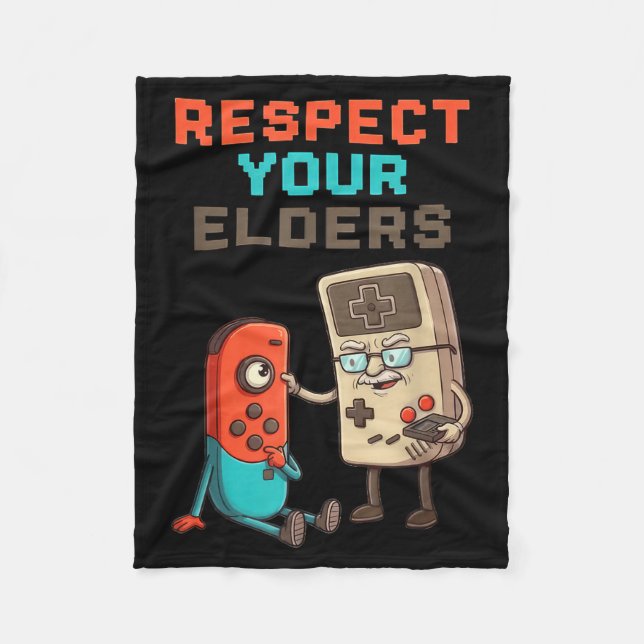 Manta Polar Respect Your Elders Gaming Control Retro Funny Gam (Anverso)