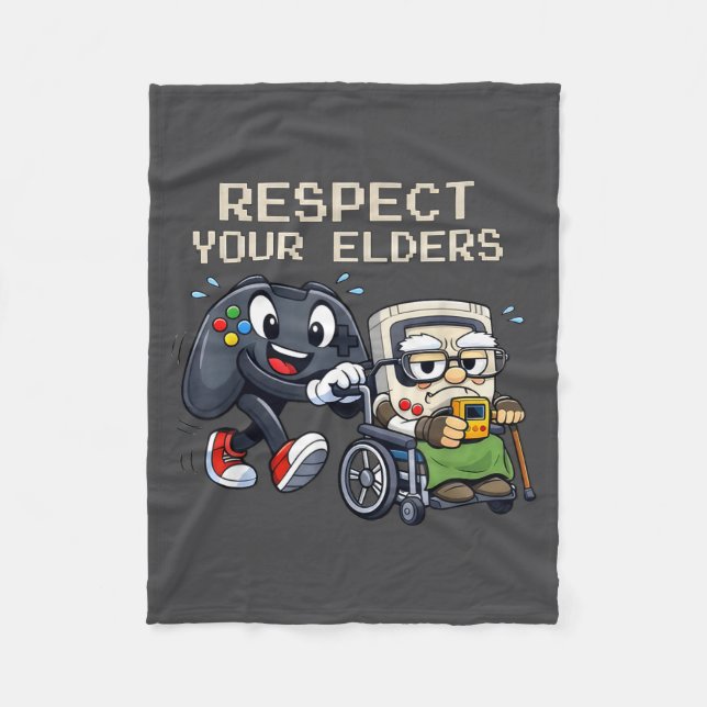 Manta Polar Respect Your Elders Gaming Control Retro Funny Gam (Anverso)