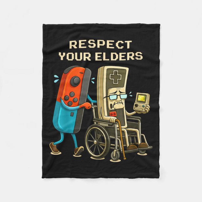 Manta Polar Respect Your Elders Gaming Control Retro Funny Gam (Anverso)