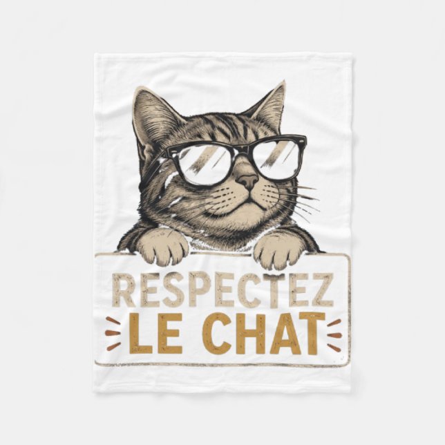 Manta Polar Respectez le chat – Illustration de chat à lunette (Anverso)