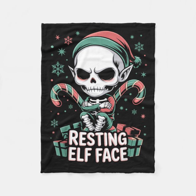 Manta Polar Resting Elf Face Funny Christmas Cute Creepy Women (Anverso)