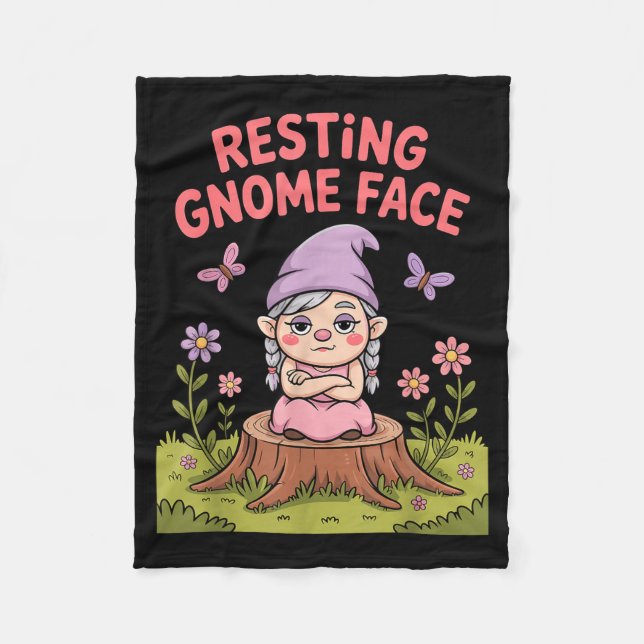 Manta Polar Resting Gnome Face Cute Funny Christmas Kawaii Car (Anverso)