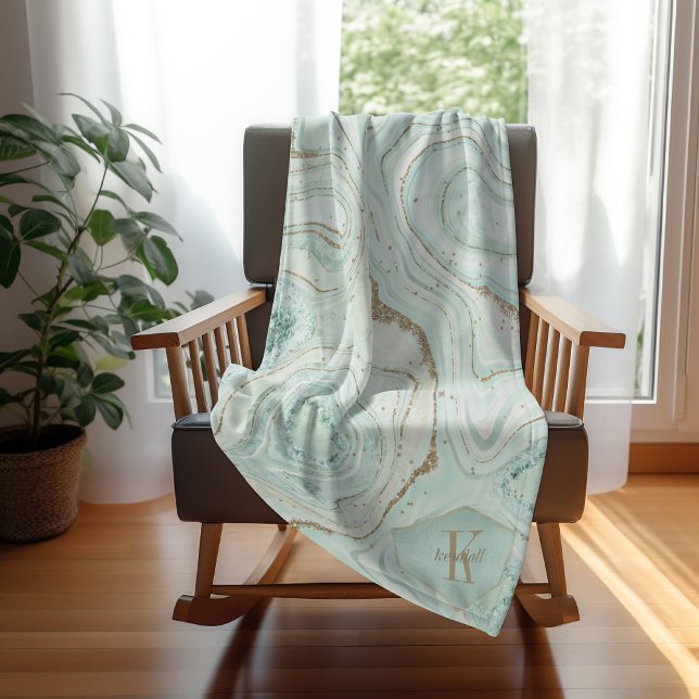 Manta Polar Resumen Agate Monograma Mint ID827 (Subido por el creador)