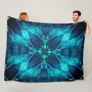 Manta Polar Resumen Bloom Aqua y diseño fractal azul