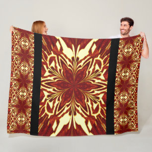 Manta Polar Resumen bohemio Naranja dorado Jasmine Floral