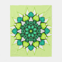 Manta Polar Resumen Boho Verde Floral Mandala