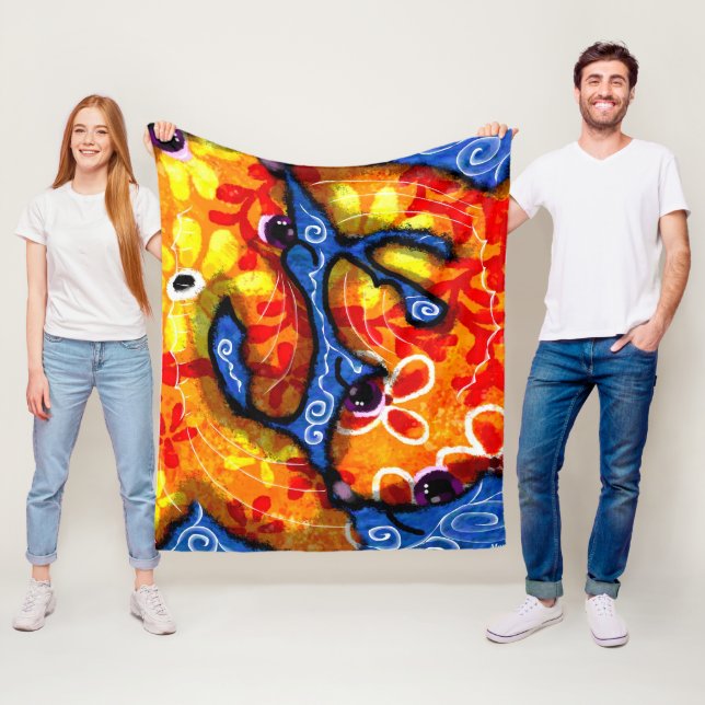 Manta Polar Resumen caprichoso Koi Goldfish Naranja Floral Azu (In situ)