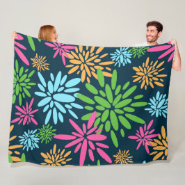 Manta Polar Resumen Colorido Fuegos artificiales Flores Fleece