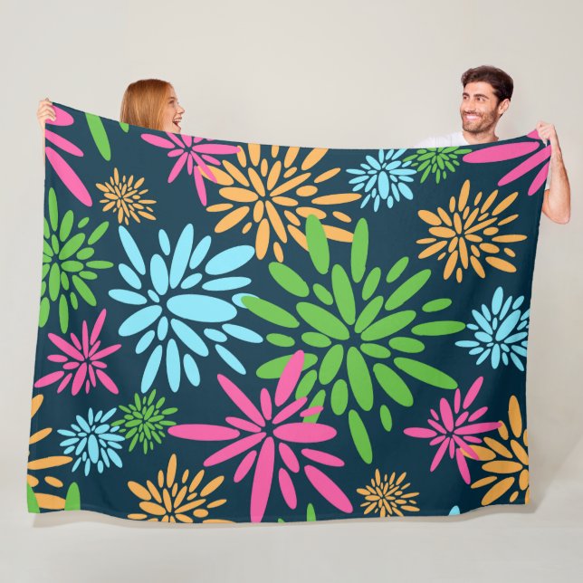 Manta Polar Resumen Colorido Fuegos artificiales Flores Fleece (In situ)