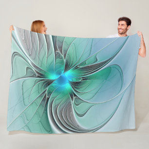 Manta Polar Resumen Con Arte Fractal Azul Y Moderno