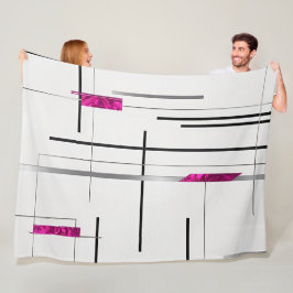 Manta Polar Resumen de acentos de arte lineal negro, plateado,