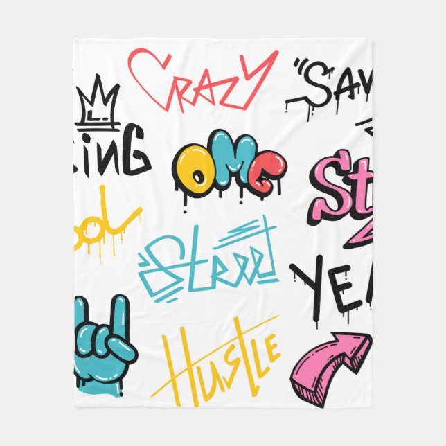 Manta Polar Resumen de elementos de letras de graffiti calleje (Anverso)