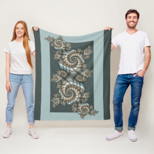 Manta Polar Resumen de espirales de arte fractal beige claro a