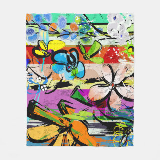 Manta Polar Resumen De Flores, Composición De Líneas Geométric