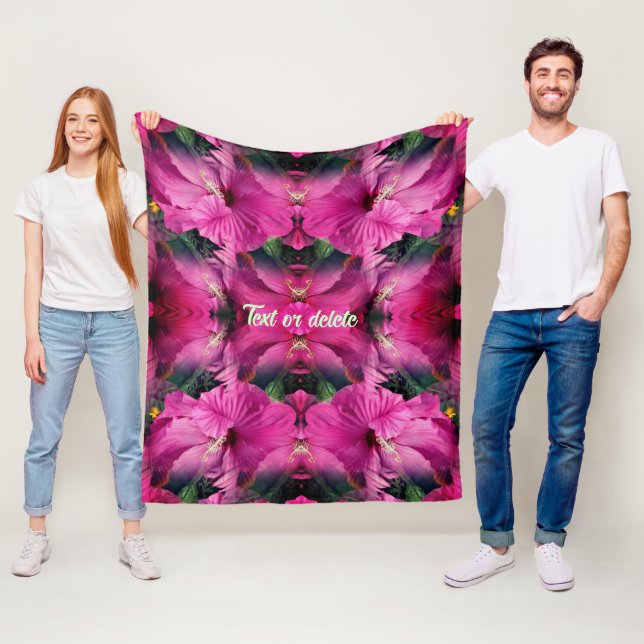 Manta Polar Resumen de flores rosadas de Hibiscus personalizad (In situ)