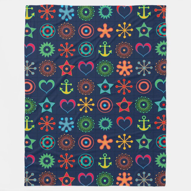 Manta Polar Resumen de formas divertidas diseño retro impresió (Anverso)