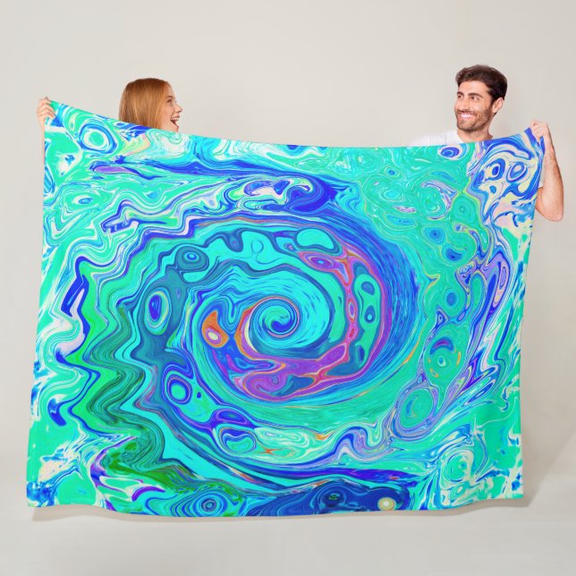 Manta Polar Resumen de Groovy Ocean Blue y Green Liquid Swirl (In situ)